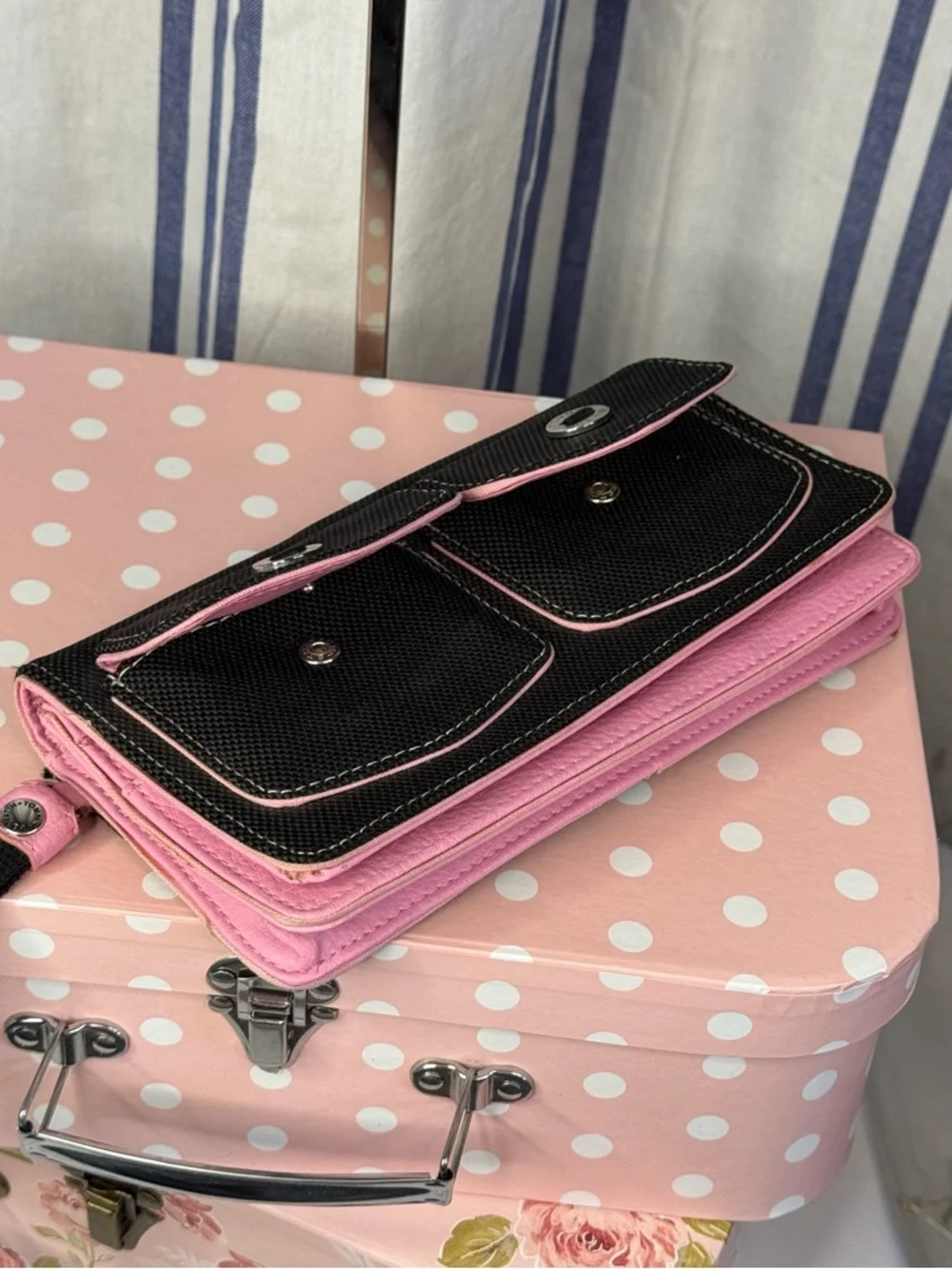 Tommy Hilfiger Black and Pink Women’s Wristlet Wallet